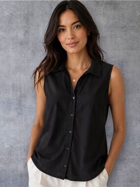 Old Navy Black Sleeveless Button Down Stretch Top Women's XL